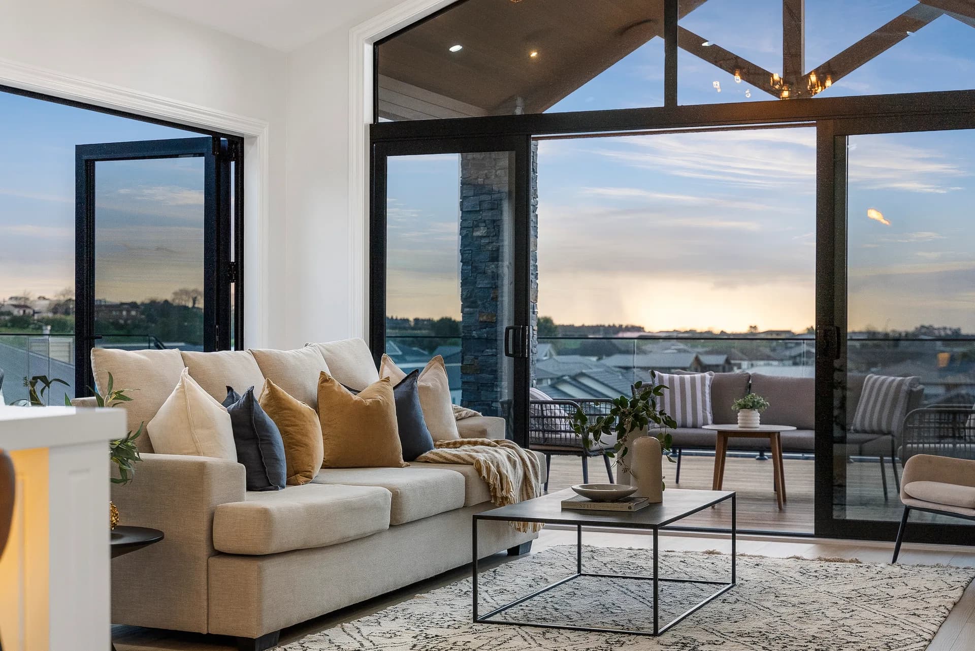 Top Hawk Builders show home living room — Auckland residential builders