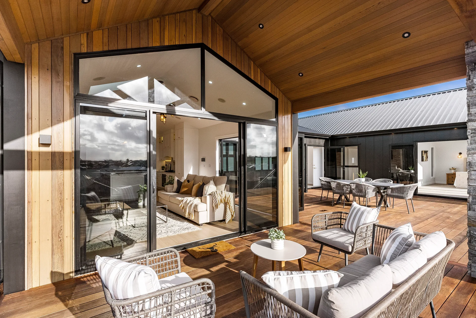 Top Hawk Builders show home living room — Auckland residential builders